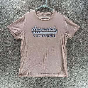 Aeropostale Shirt Mens Large Pink Embroidered Logo California Preppy Crew Neck